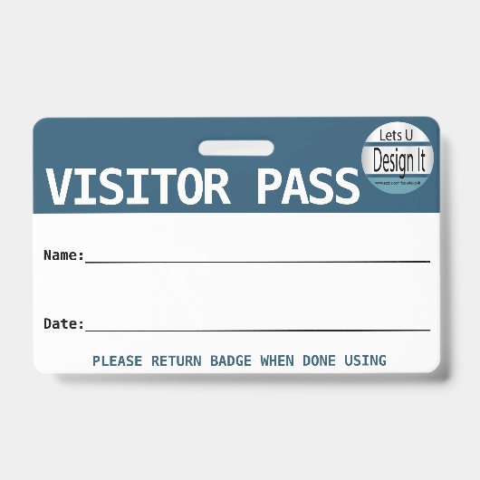 Badge Passeport visiteur réutilisable / Billet de sortie (Avant)