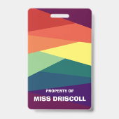 Badge Passes Rainbow Hall pour les enseignants de l'écol (Arrière)