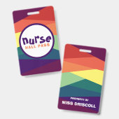 Badge Passes Rainbow Hall pour les enseignants de l'écol (Avant & arrière)