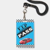 Badge Passes VIP d'Anniversaire Cool Blue Race (Avant avec lanière)