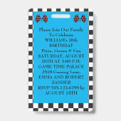 Badge Passes VIP d'Anniversaire Cool Blue Race (Arrière)