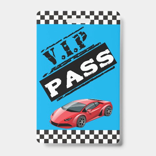 Badge Passes VIP d'Anniversaire Cool Blue Race (Avant)