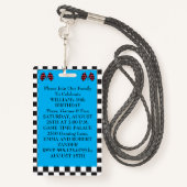 Badge Passes VIP d'Anniversaire Cool Blue Race (Derrière avec lanière)