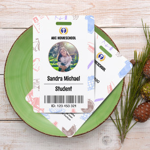 Badge Pastel Homeschool Carte d'identité étudiante avec