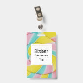 Badge Pastel Rainbow Spiral Candy Photo (Dos avec clip)