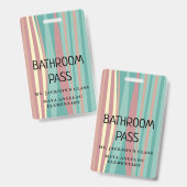 Badge Pastel Retro Back To School Bathroom Hall Pass Bad (Avant & arrière)