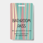 Badge Pastel Retro Back To School Bathroom Hall Pass Bad (Arrière)