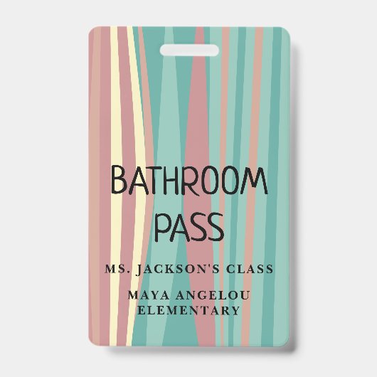 Badge Pastel Retro Back To School Bathroom Hall Pass Bad (Avant)