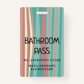 Badge Pastel Retro Back To School Bathroom Hall Pass Bad (Devant)