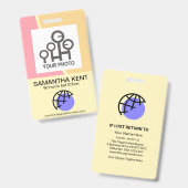 Badge Pastel Vague de douceur Photo d'employé (Front & Back)