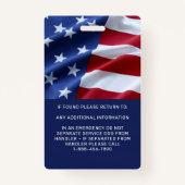 Badge Patriotique Service Chien Drapeau Américain ID pho (Dos)