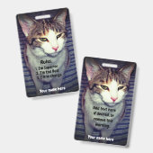 Badge Patron narcissique drôle chat (Avant & arrière)