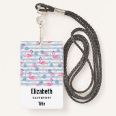 Badge Patters de Whimsical Flamingo et Pineapple (Derrière avec lanière)