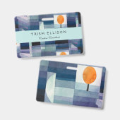 Badge Paul Klee Abstrait Tree Blue Peinture (Avant & arrière)