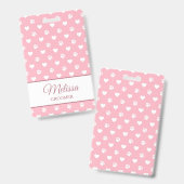 Badge Paw Empreintes d'animaux rose et blanc et monogram (Avant & arrière)