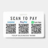 Badge Payer par code QR Scan Paypal Venmo CashApp (Arrière)