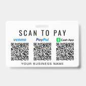 Badge Payer par code QR Scan Paypal Venmo CashApp (Avant)