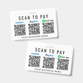 Badge Payer par code QR Scan Paypal Venmo CashApp (Avant & arrière)