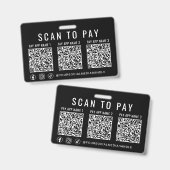 Badge Payer par scan de 3 codes QR de paiement Réseaux s (Avant & arrière)