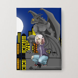 Badge Paysage urbain de fantasy urbaine de Gargouille