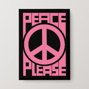 Badge Peace Please Lettre Rose