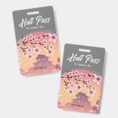 Badge Peach Blossom Hall Pass (Avant & arrière)