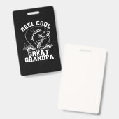 Badge Pêcheur Super Grand-Père Cool (Avant & arrière)