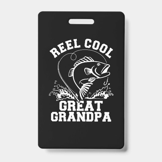 Badge Pêcheur Super Grand-Père Cool (Avant)