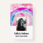 Badge Peinture à tarte blanche rose Fille moderne Abstra (Devant)