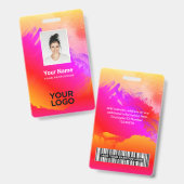 Badge Peinture arc-en-ciel photo de l'employé, code barr (Front & Back)