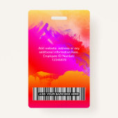 Badge Peinture arc-en-ciel photo de l'employé, code barr (Dos)