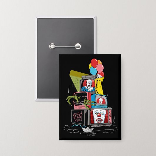 Badge Pennywise TV Stack classique - vous flotterez trop (Recto/Verso)
