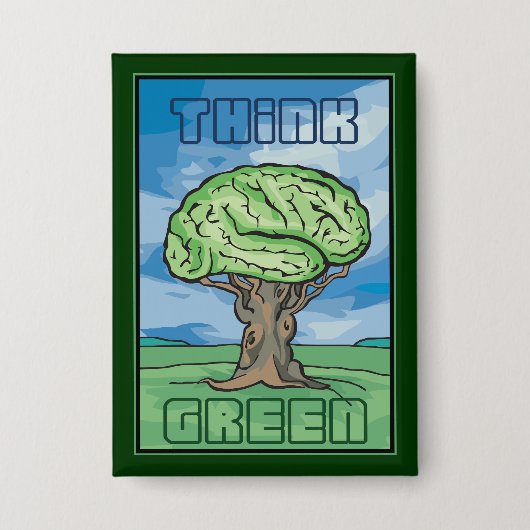 Badge Pensez au cerveau vert (Recto)