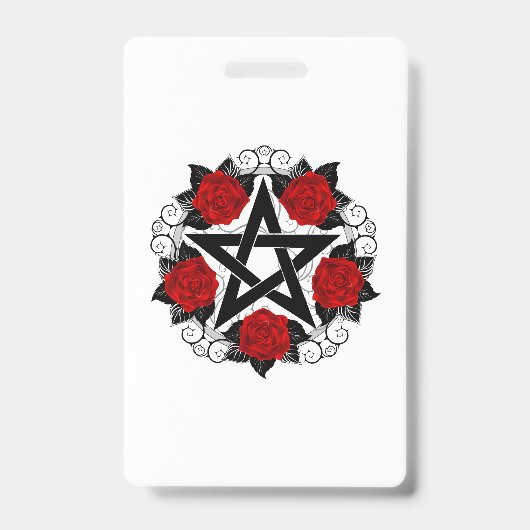 Badge Pentagramme aux roses rouges (Face)