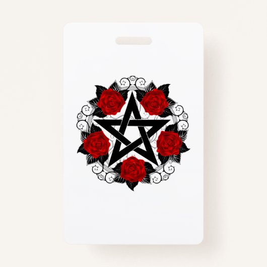 Badge Pentagramme aux roses rouges (Devant)