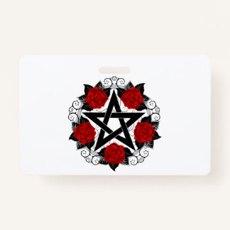 Badge Pentagramme aux roses rouges