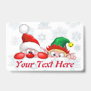 Badge Père Noël et Elfe Personnages mignons et drôles qu