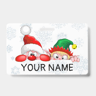 Badge Père Noël et Elfe Personnages mignons et drôles qu