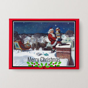 Badge Père Noël livre à Noël
