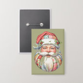 Badge Père Noël patchwork Noël Rétro (Recto/Verso)