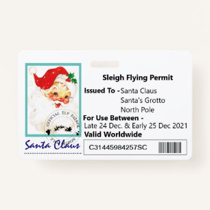 Badge père Noël Permis De Conduite En Semelle Pour Enfan