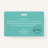 Badge père Noël Permis De Conduite En Semelle Pour Enfan (Dos)