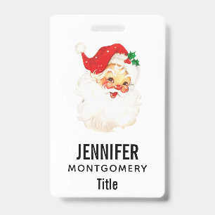 Badge Père Noël vintage rétro joyeux Noël