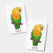Badge Perroquet de caricature mignon lovebird (Avant & arrière)