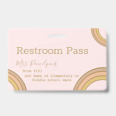 Badge Personalized Boho Rainbow Hall Pass Pink (Dos)