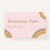 Badge Personalized Boho Rainbow Hall Pass Pink (Devant)
