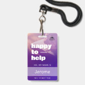 Badge Personalized Church Volunteer Here to Help Name (Face avec cordon)