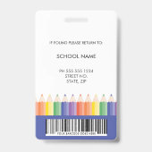 Badge Personalized Colorful School Teacher Bar Code ID (Arrière)