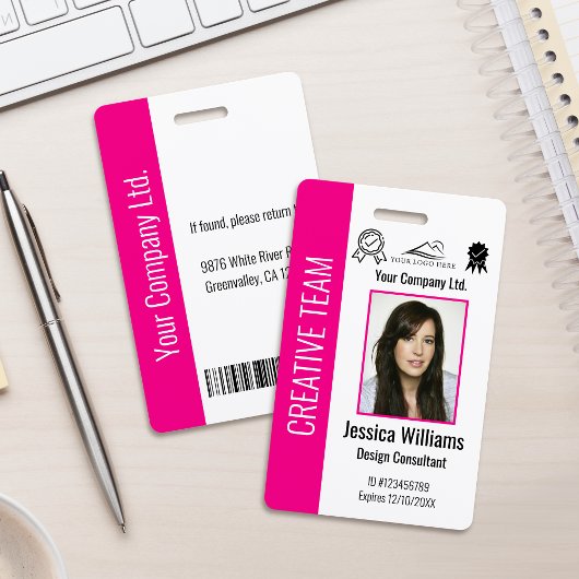 Badge Personalized Corporate Employee ID Hot Pink