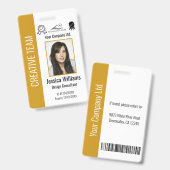 Badge Personalized Corporate Employee ID Mustard Yellow (Avant & arrière)
